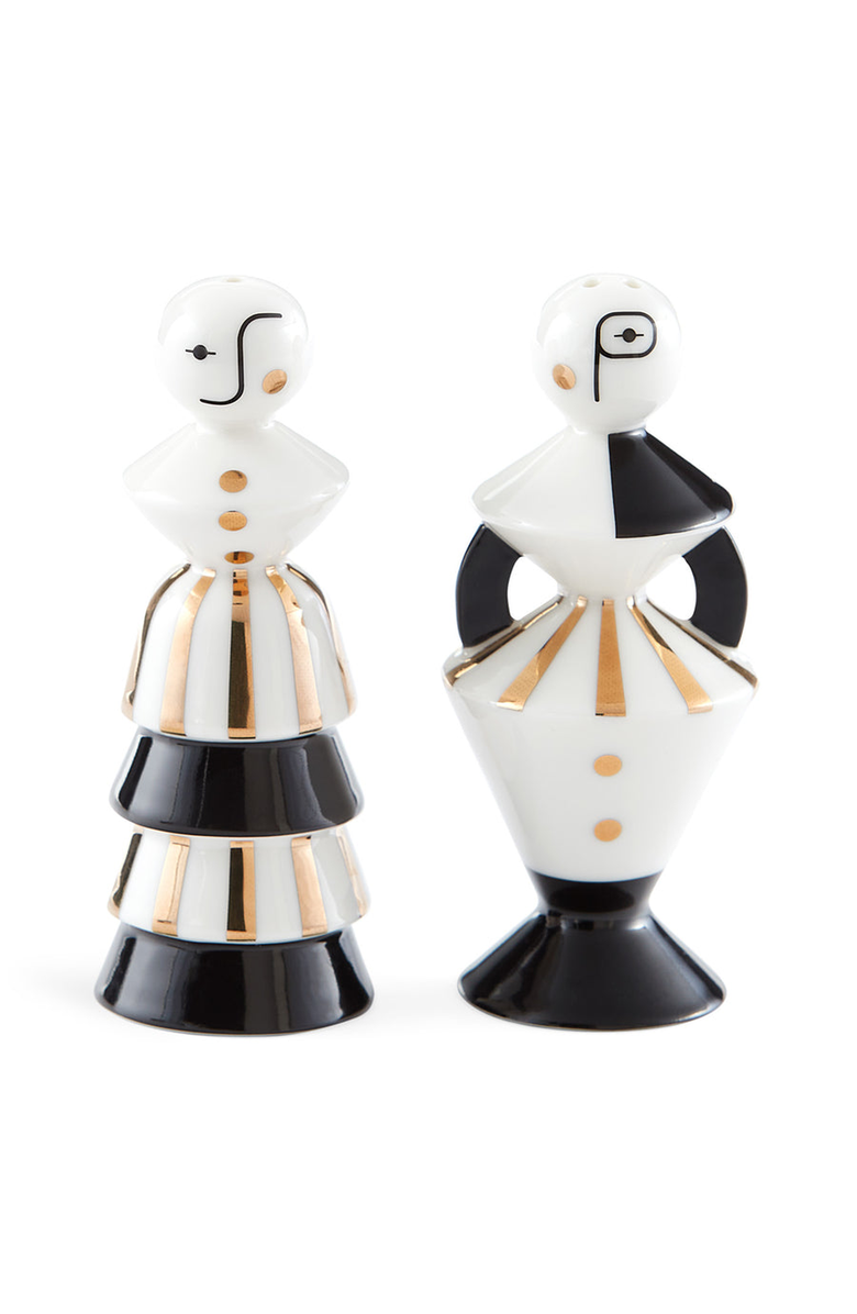 Jonathan Adler Vienna Salt and Pepper Set, Main, color, Black / White / Gold