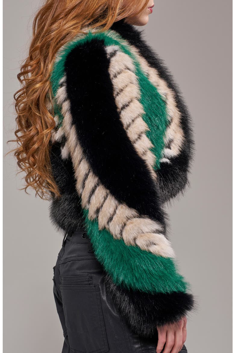 Vesper Faux Fur Jacket, Alternate, color, GREEN MULTI