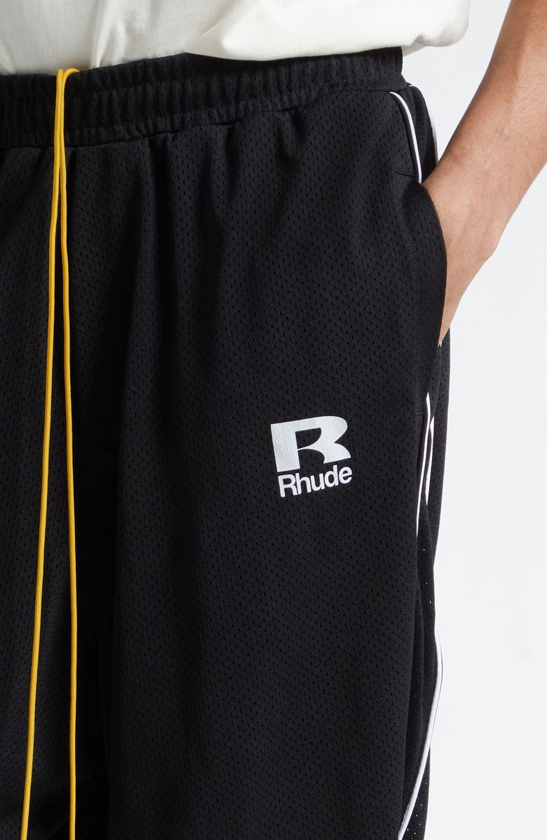 Rhude Piped Parachute Track Pants, Alternate, color, Black / White