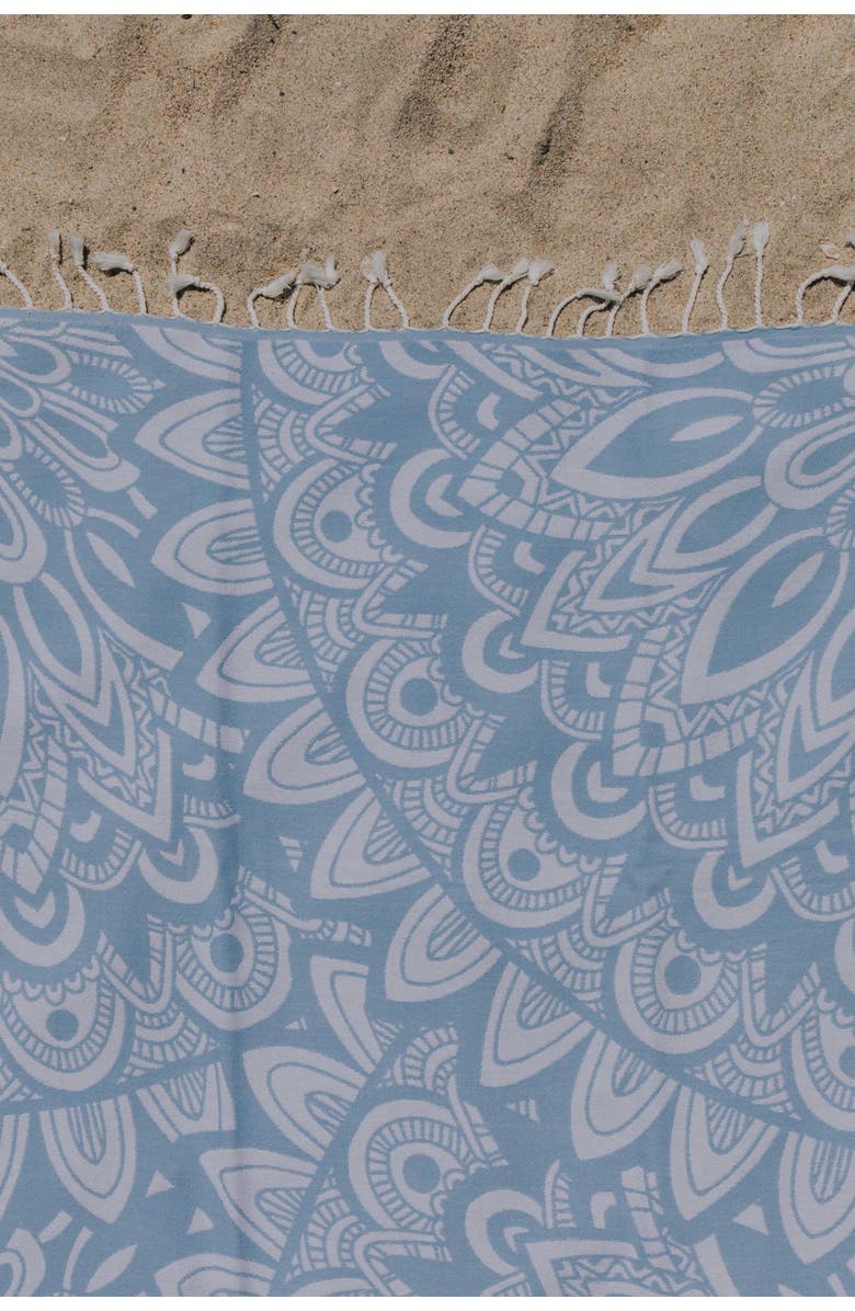 InfuseZen Mandala Organic Turkish Towel, Alternate, color, Light Blue