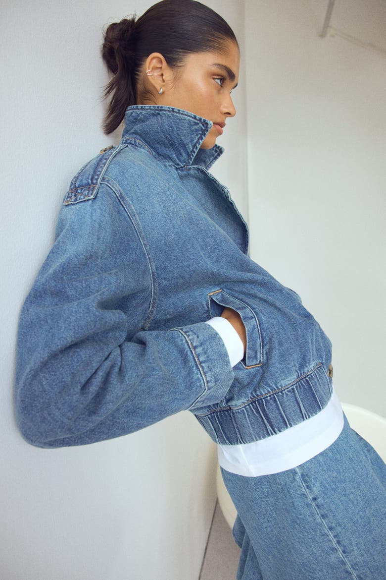 Double-breasted Denim Jacket, Main, color, Denim blue
