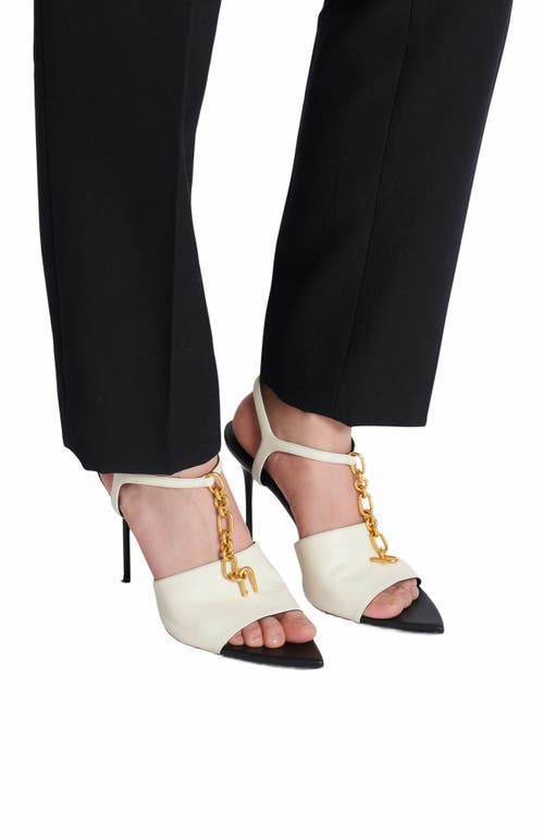 Balmain Sync Leather Sandals With Heel In Sand