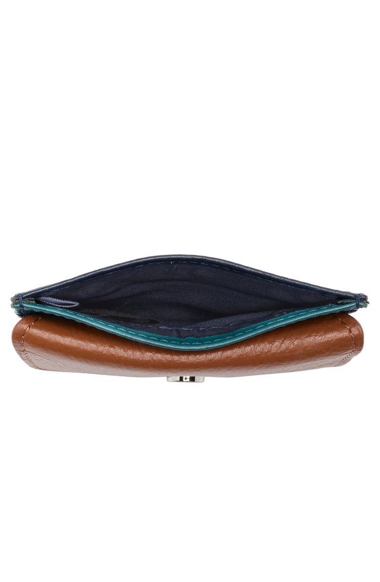 MUNDI SMALL LEATHER GOODS Fiona Leather Card Case, Alternate, color, Navy/ Cognac/ Teal