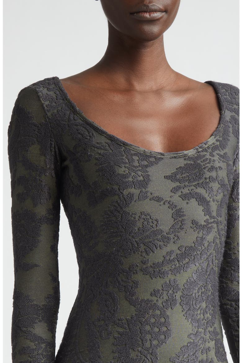 Chenille Jacquard Knit Trumpet Dress, Alternate, color, DEEP GREY