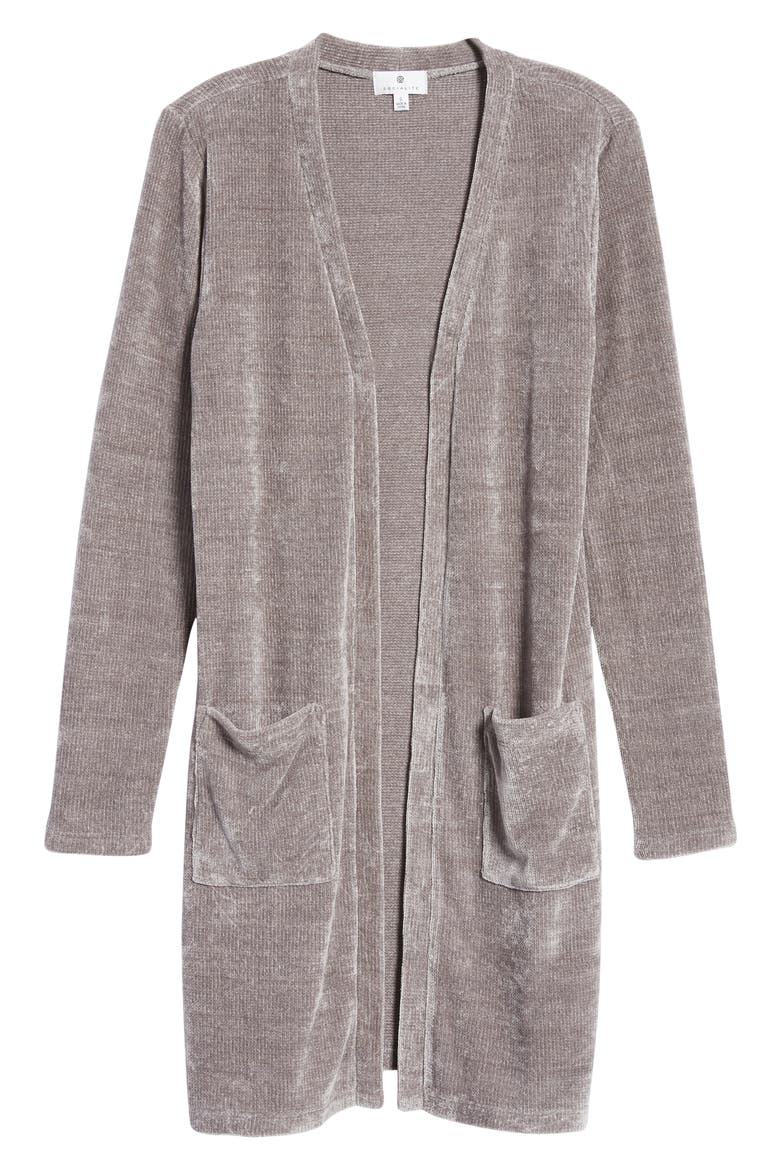 Chenille Longline Cardigan, Alternate, color, GREY
