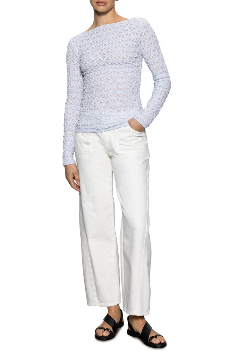 Sanctuary Stretch Mesh Boat Neck Top, Alternate, color, Sky Blue