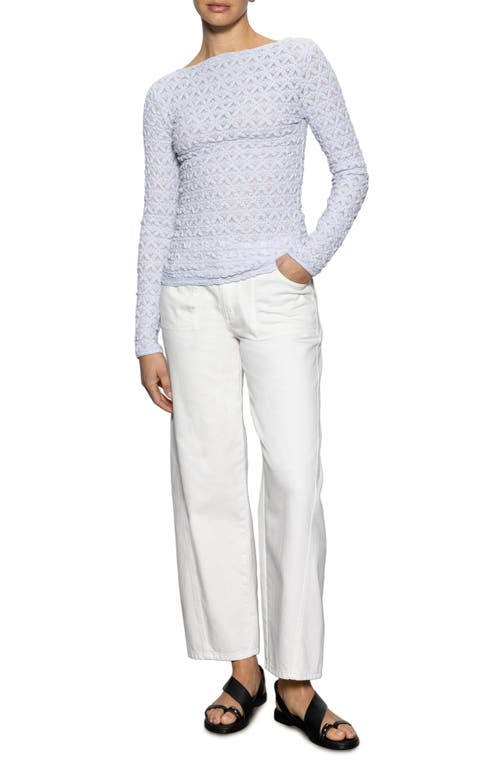 Sanctuary Stretch Mesh Boat Neck Top In Blue