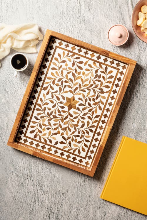 Gauri Kohli Jodhpur Rectangle Tray In Brown