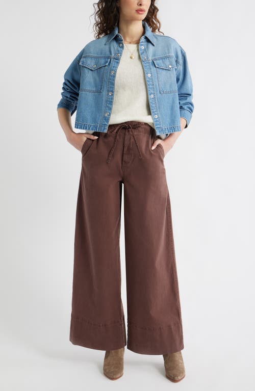 Treasure & Bond Drawstring Wide Leg Pants In Brown