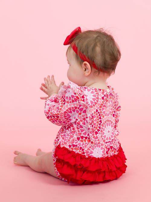 Rufflebutts Baby/toddler Girls Long Sleeve Waterfall Knit Bubble Romper