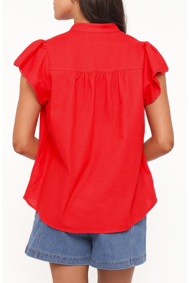 Kylie Flutter Sleeve Top, Alternate, color, RED