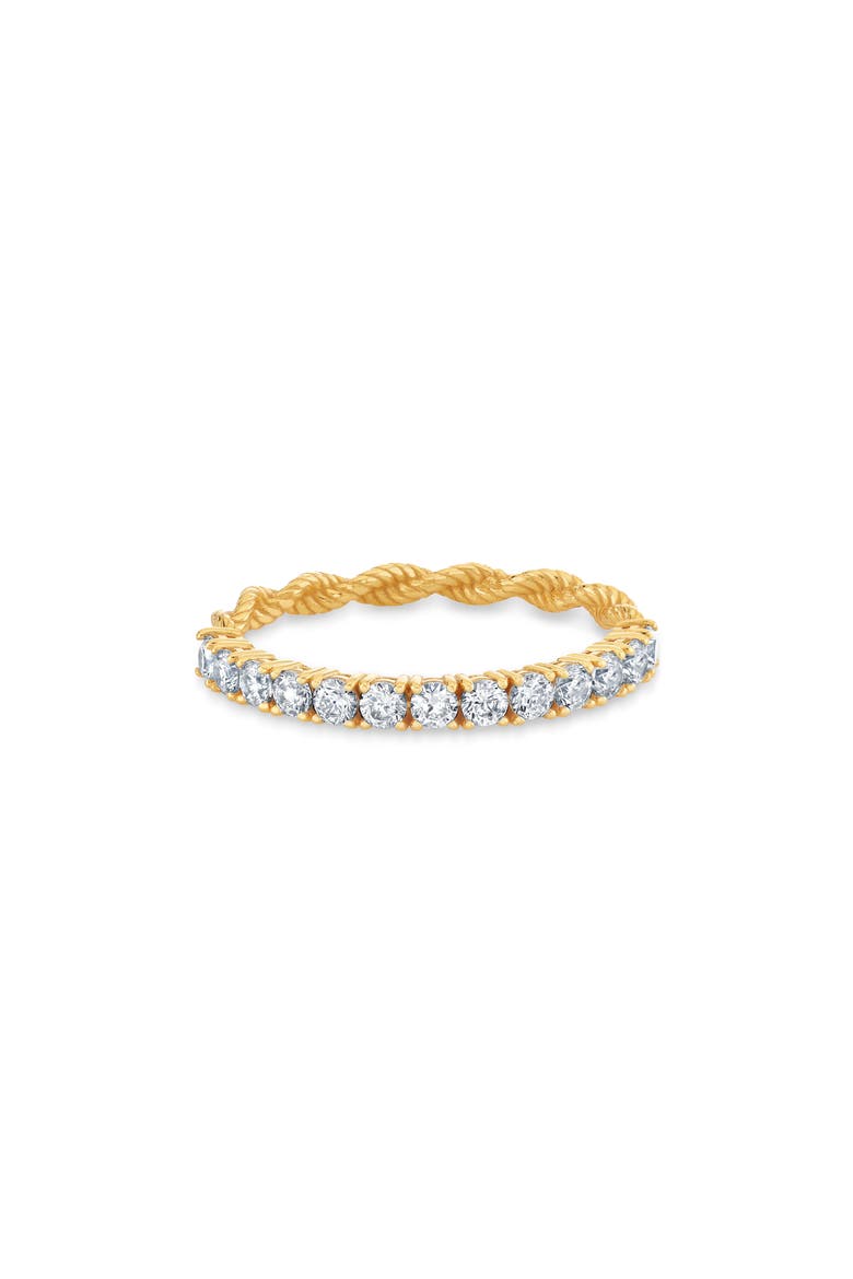Cubic Zirconia Half Eternity Twisted Band Ring, Alternate, color, 18KT YELLOW GOLD / CLEAR STONE