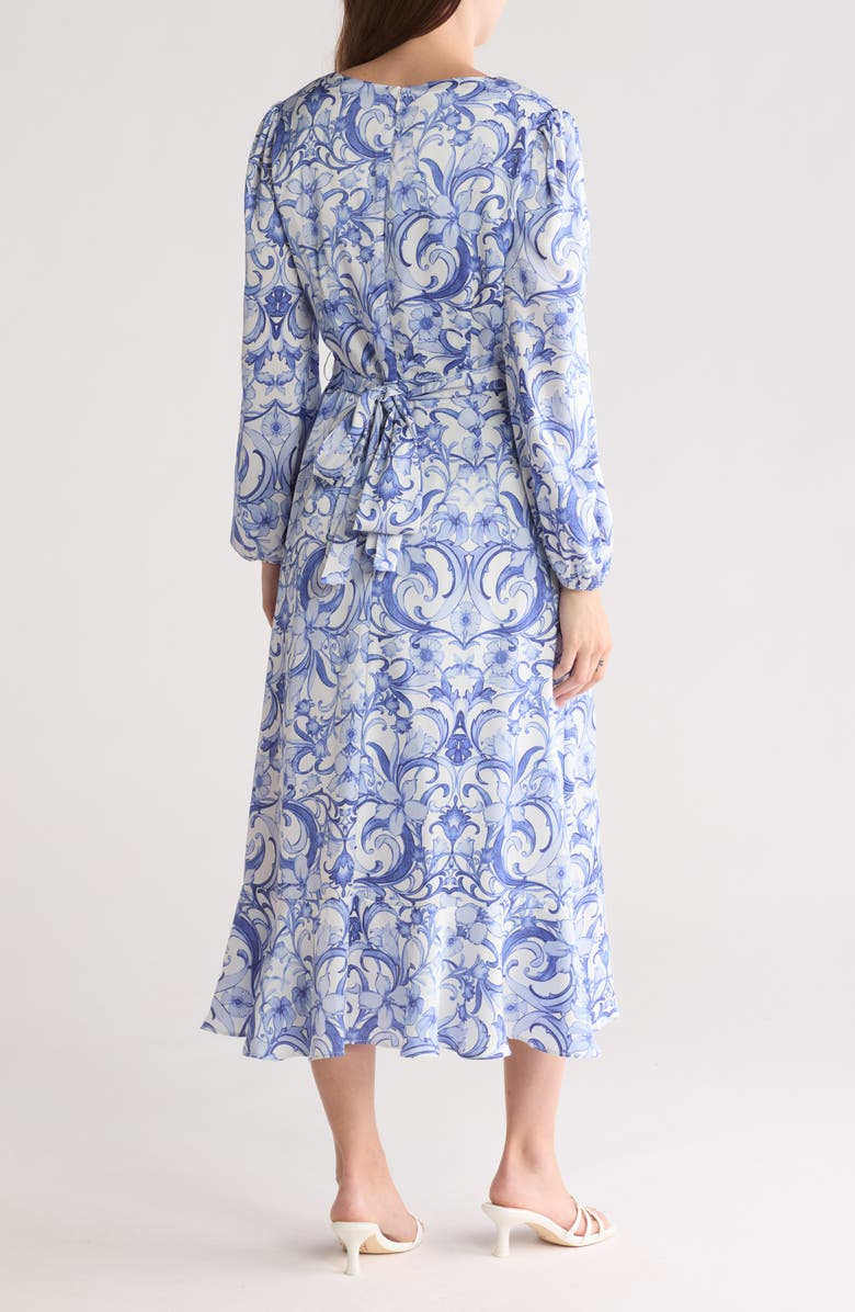 Tahari ASL Floral Print Wrap Midi Dress, Alternate, color,