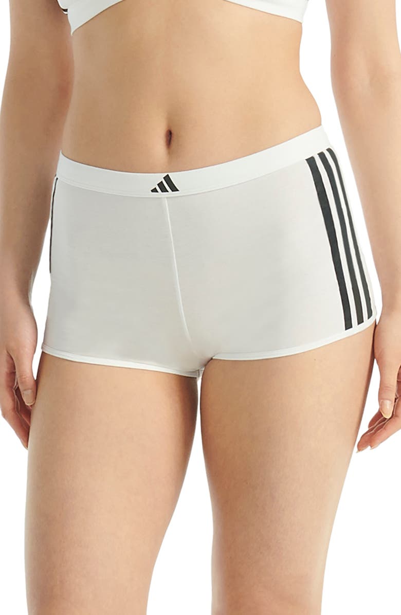 adidas Originals 3-Stripes Boyshorts, Main, color, White