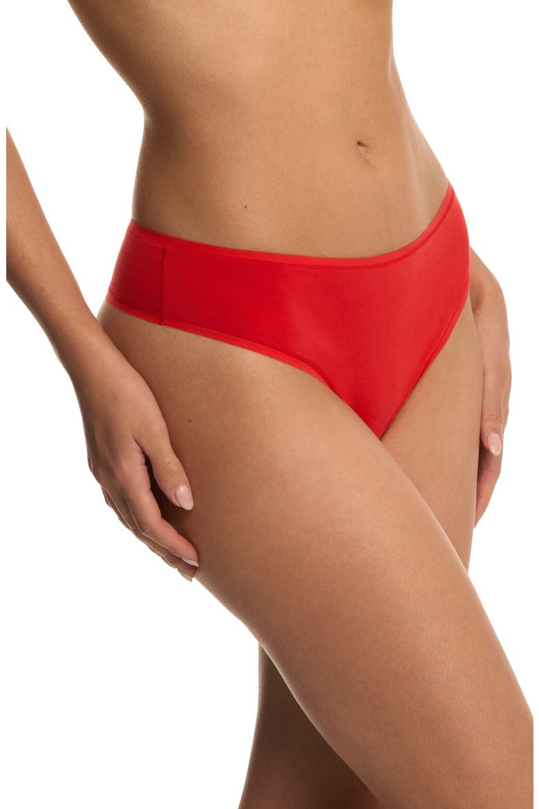 Bliss Bare Stretch Cotton Thong, Alternate, color, PAPRIKA