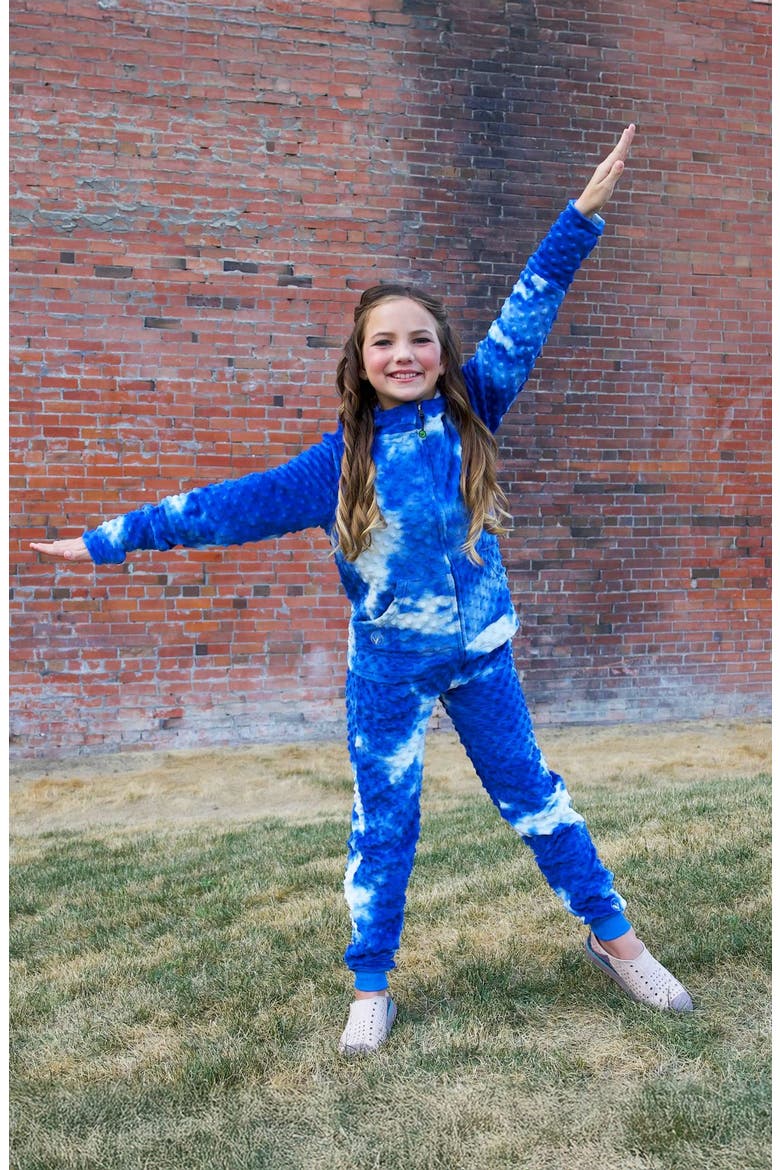 Minky Bubble Jogger Pants, Alternate, color, Blue Tie Dye