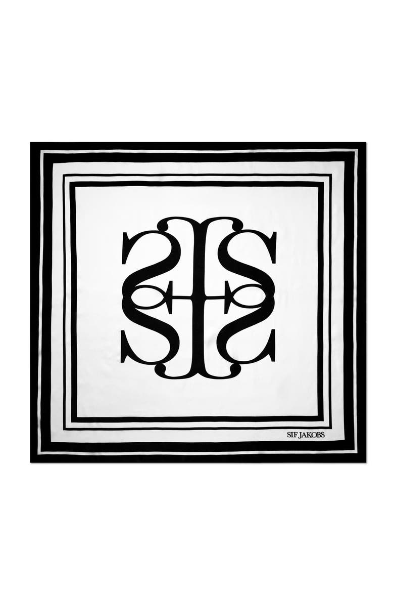 Silk Scarf Square, Main, color, Black and White