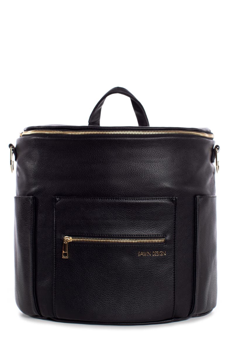 The Original Convertible Water Resistant Faux Leather Diaper Bag, Main, color, BLACK