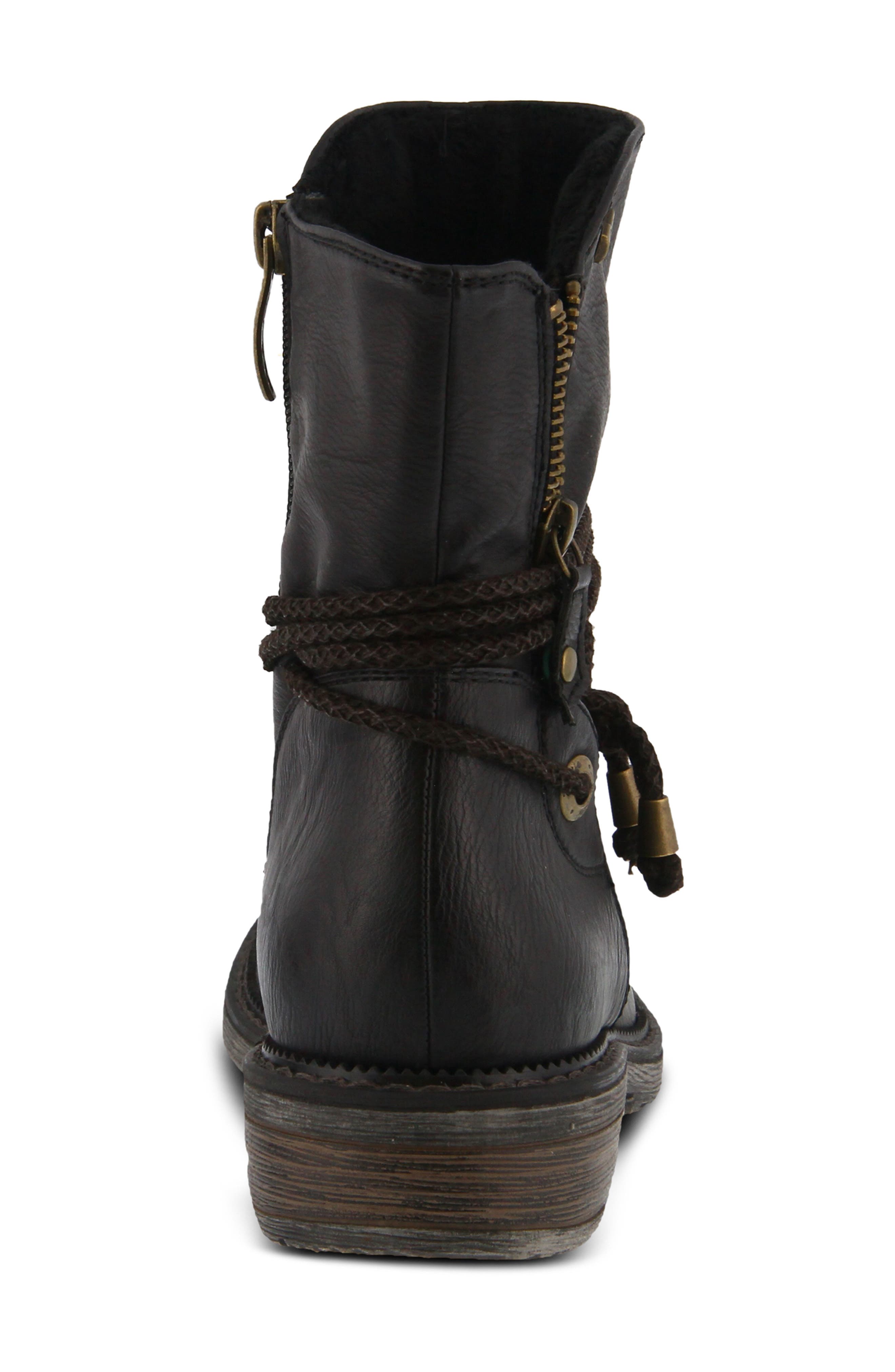 Spring Step Kathie Side Zip Bootie, Alternate, color, Black Faux Leather