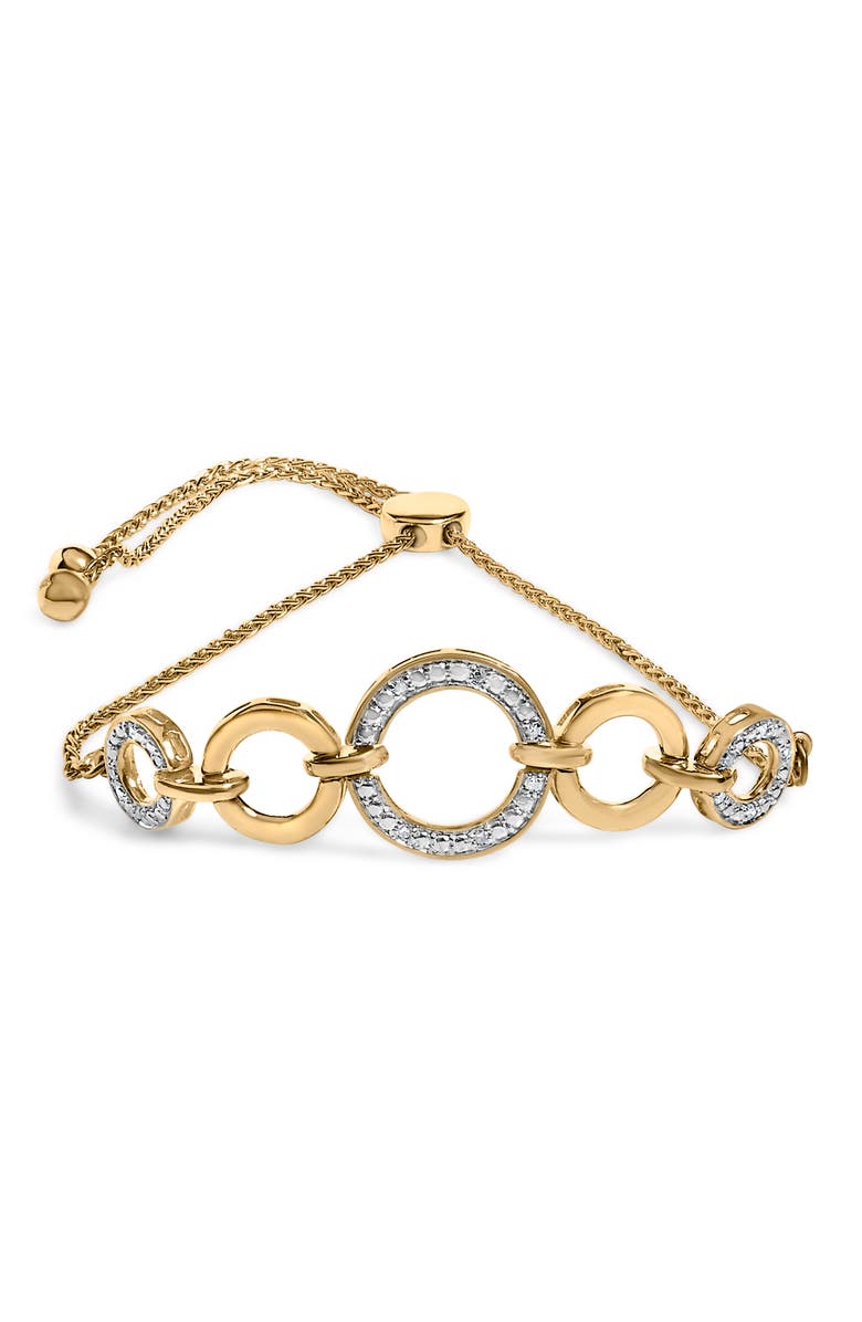 Haus of Brilliance 14K Yellow Gold Plated .925 Sterling Silver 1/10 Cttw Diamond Infinity Loop Adjustable Bolo Tennis Bracelet, Main, color, Yellow Gold Over Silver