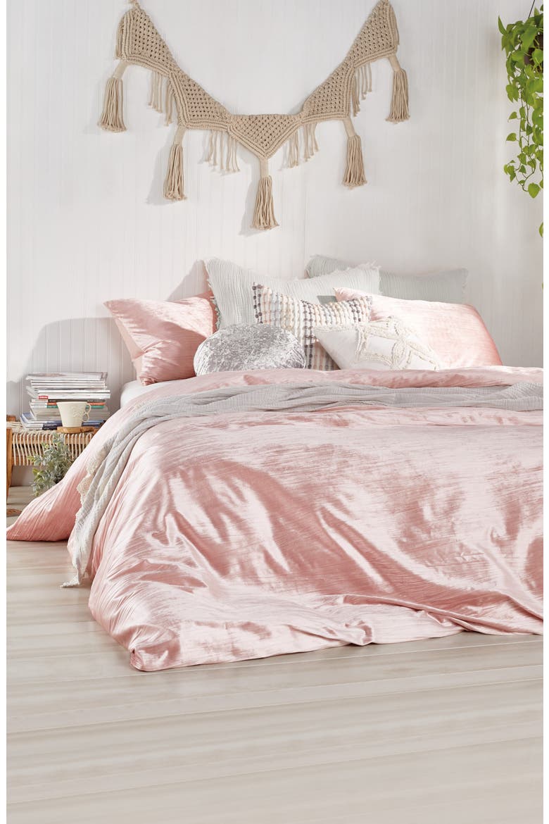 Crinkled Velvet Comforter & Sham Set, Main, color, BLUSH