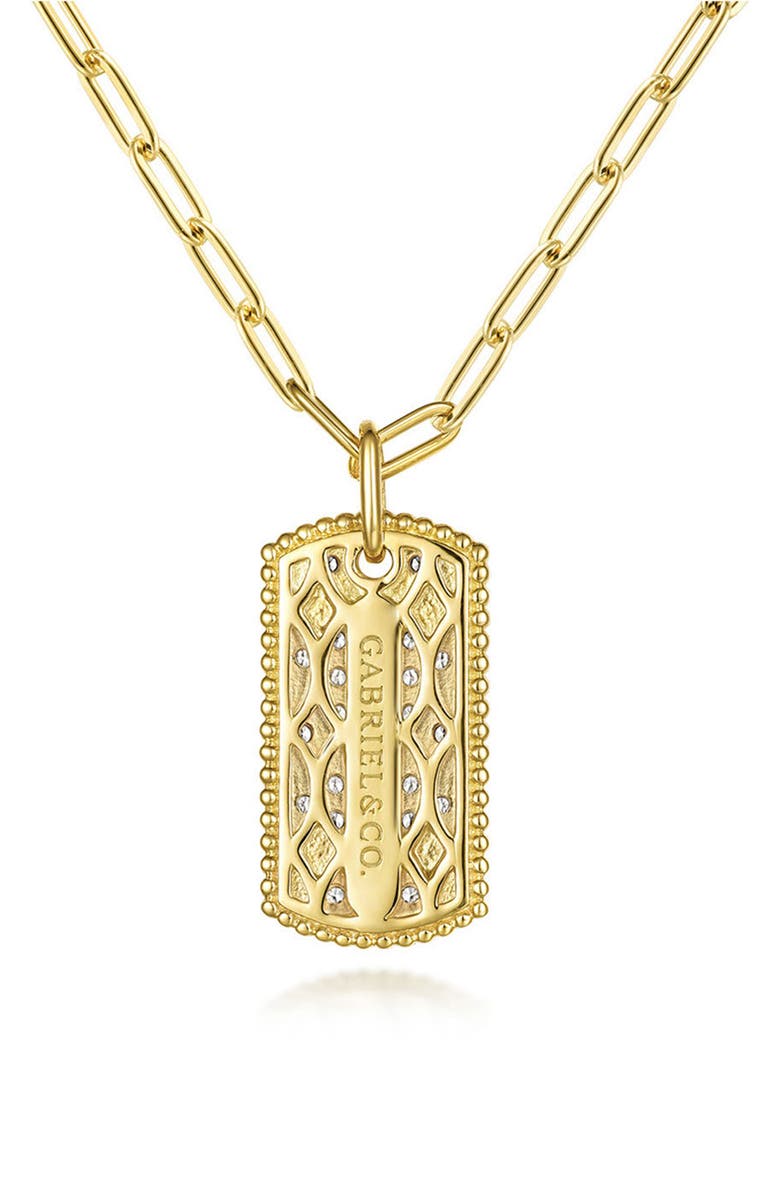 Gabriel & Co. Diamond Dog Tag Pendant Chain Necklace, Alternate, color, Gold