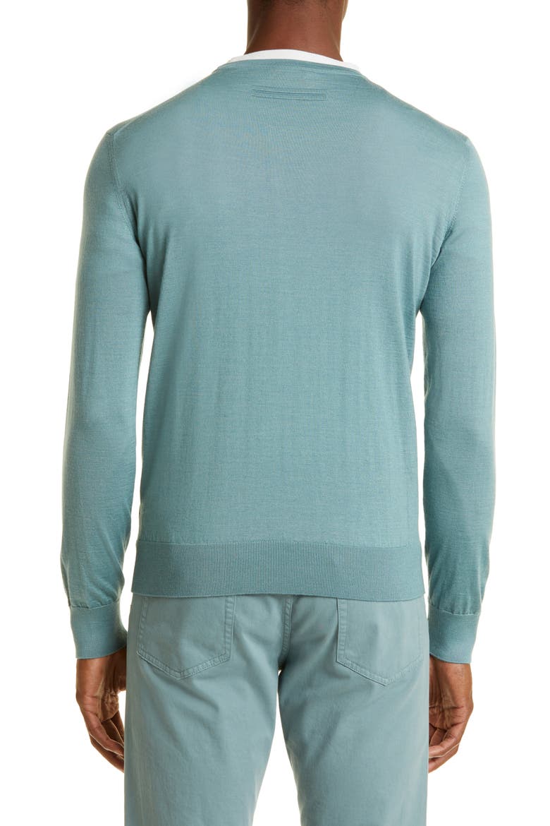 Men's Casheta Cashmere & Silk Sweater, Alternate, color, SEAFOAM BLUE