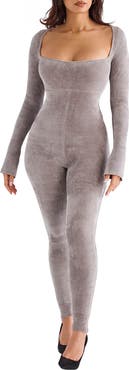 HOUSE OF CB Isis Chenille Long Sleeve Jumpsuit