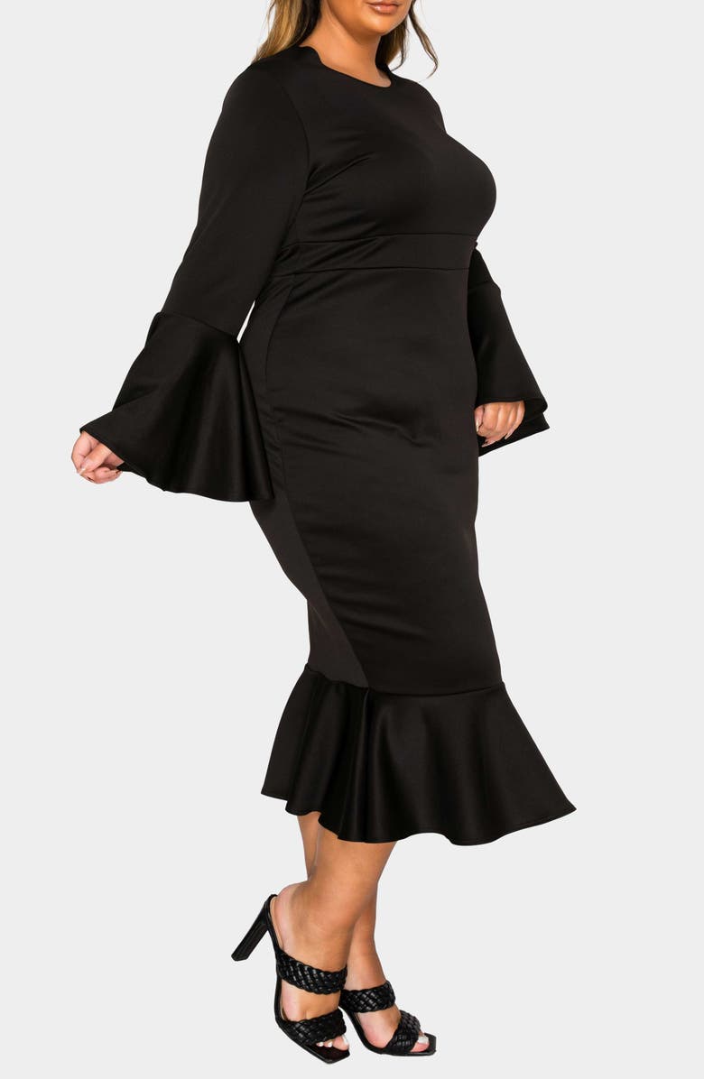 L I V D Sabrina Long Sleeve Mermaid Dress, Alternate, color, Black