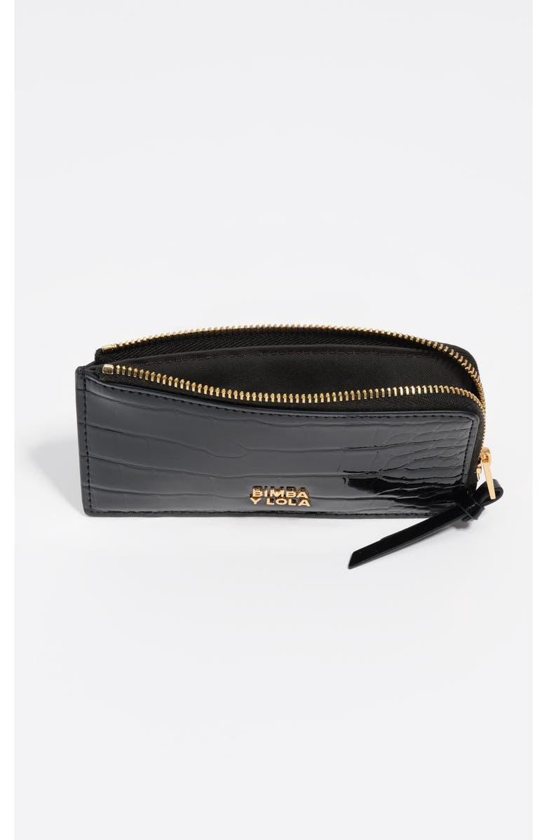 Bimba y Lola Rigid Shiny Textured Purse, Alternate, color, Black