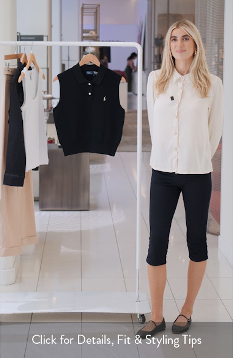 Sleeveless Cotton Blend Piqué Polo Sweater, sales video thumbnail