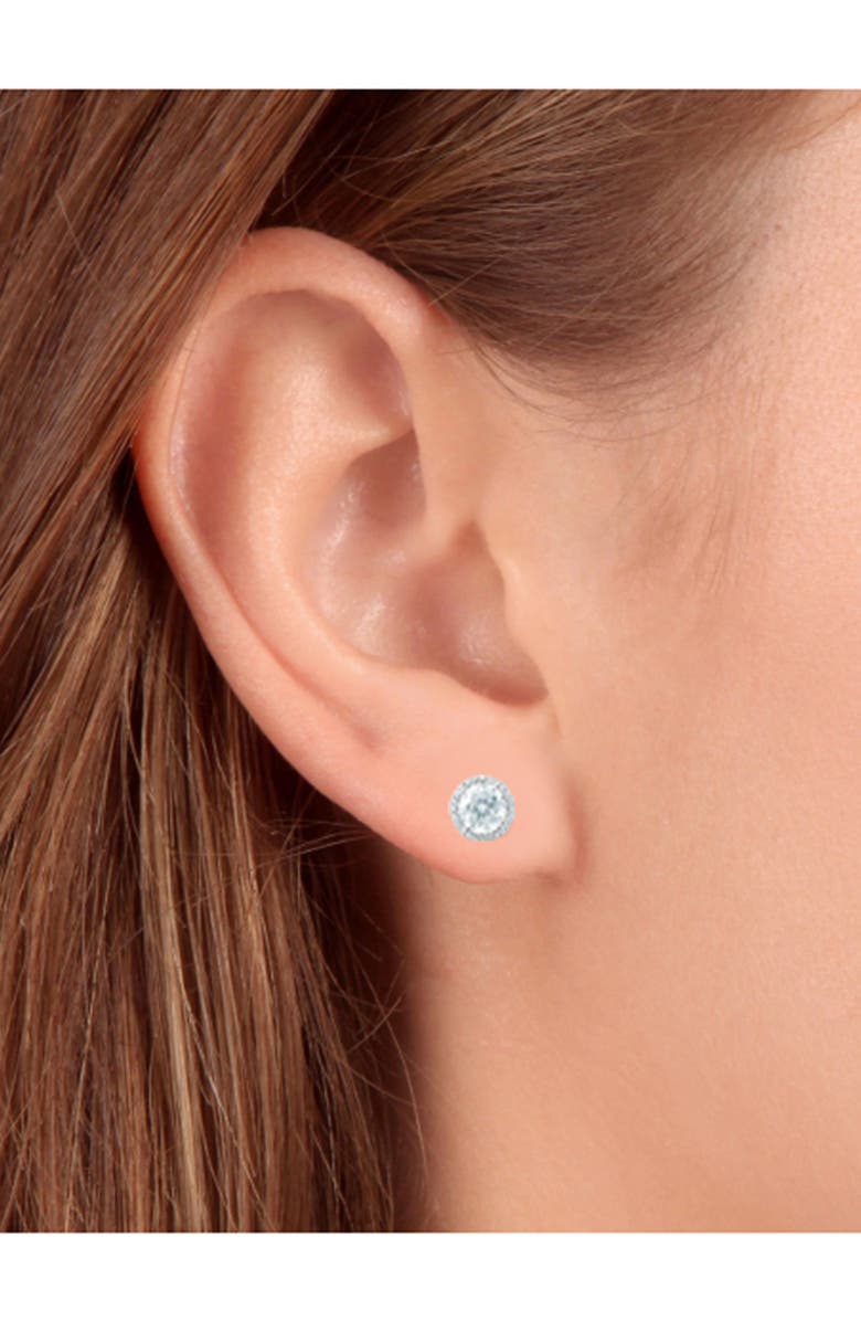Bliss Diamond 1/2 Ct Halo Diamond Studs With Screw Backs Gold Lab Grown, Alternate, color, 10K White Gold