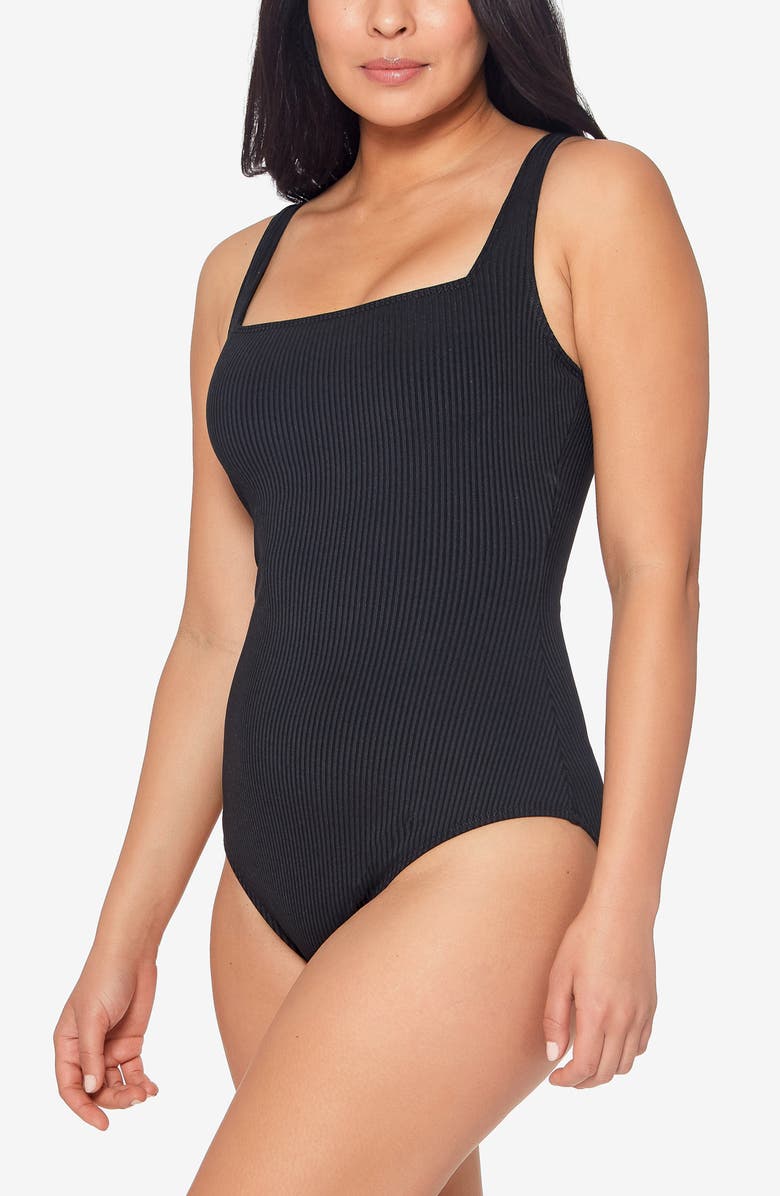 BLEU by Rod Beattie Walk Line Square Neck Underwire One-Piece Swimsuit, Alternate, color, 