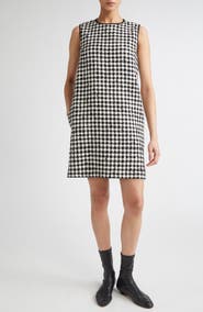 Max Mara Studio Moschea Houndstooth Tweed Shift Dress