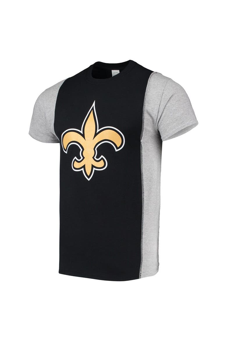 Men's Refried Apparel Black/Gray New Orleans Saints Sustainable Upcycled Split T-Shirt, Alternate, color, Black