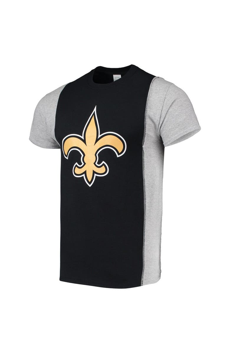 REFRIED APPAREL Men's Refried Apparel Black/Gray New Orleans Saints Sustainable Upcycled Split T-Shirt, Alternate, color, Black