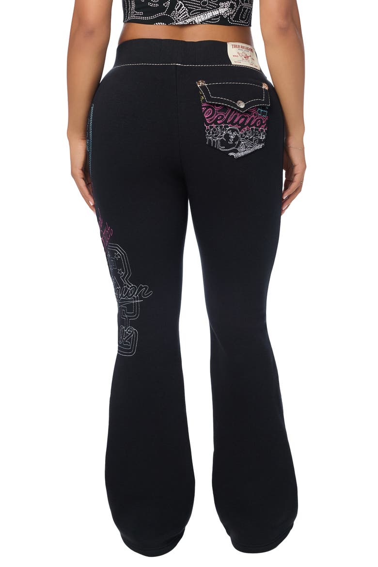 Big T Logo Embroidered Mid Rise Bootcut Pants, Alternate, color, JET BLACK