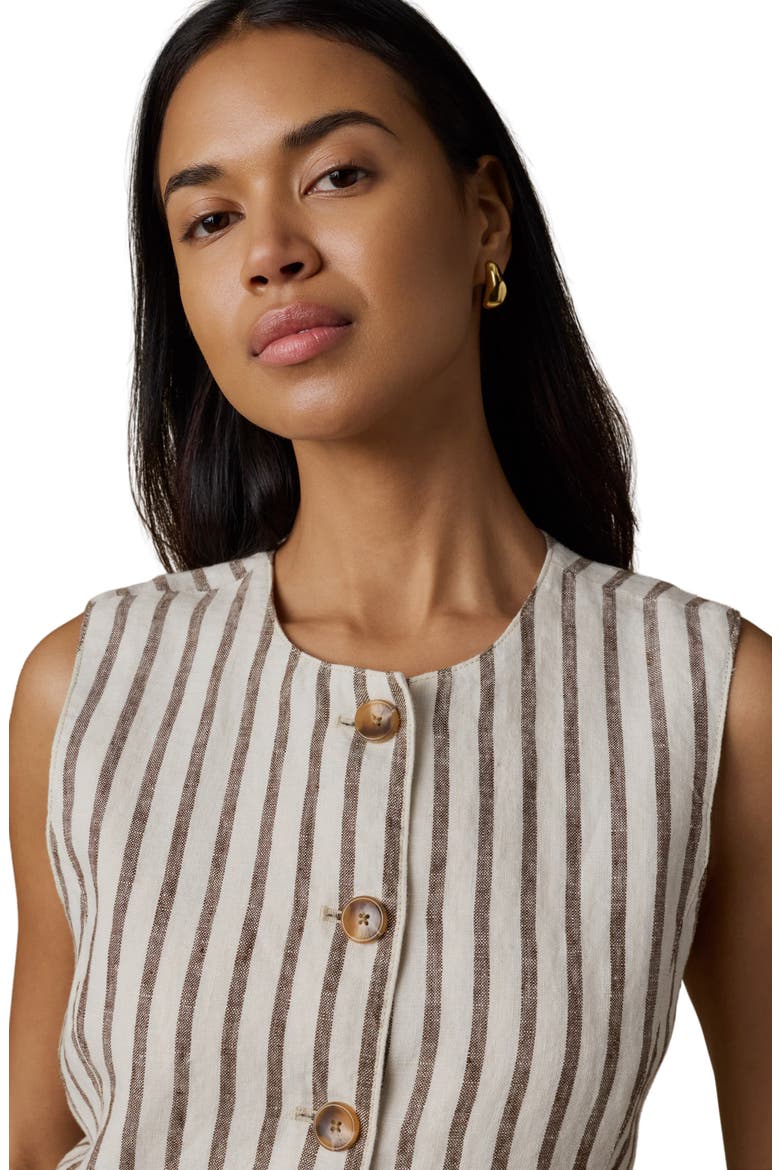 Sun Strider Linen Vest, Alternate, color, COCOA GROVE STRIPE