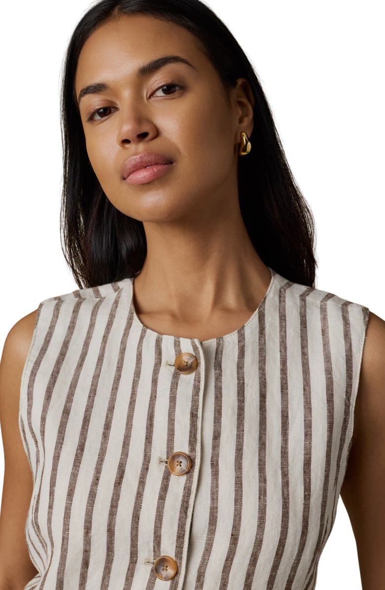 Faherty Sun Strider Linen Vest, Alternate, color, Cocoa Grove Stripe