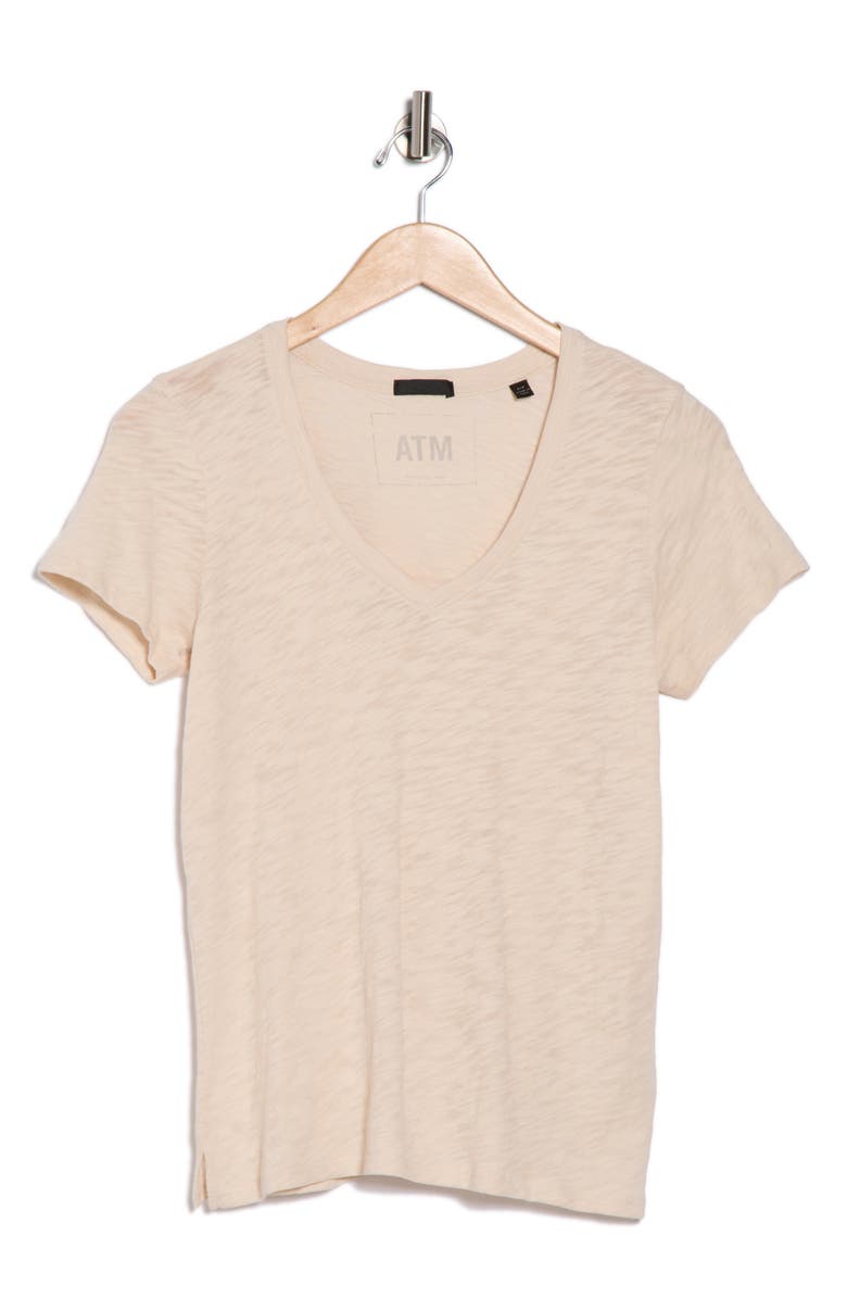 ATM Anthony Thomas Melillo Slub Jersey Schoolboy V-Neck T-Shirt, Alternate, color, Tan