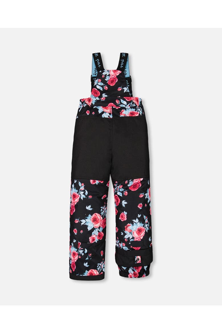 Girl's Two Piece Snowsuit Black Printed Roses, Alternate, color, Printed Roses