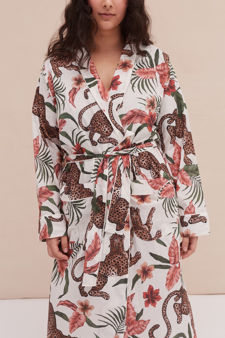 Quilted Robe, Alternate, color, Soleia Cream/navy