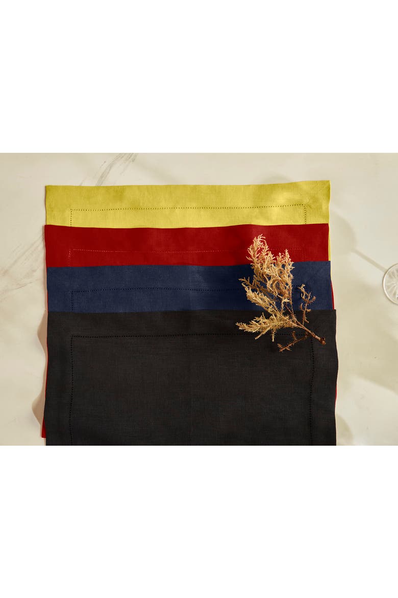 Linen Dinner Napkins Set of 4, 20 x 20" - Sonoma Hemstitch, Alternate, color, White