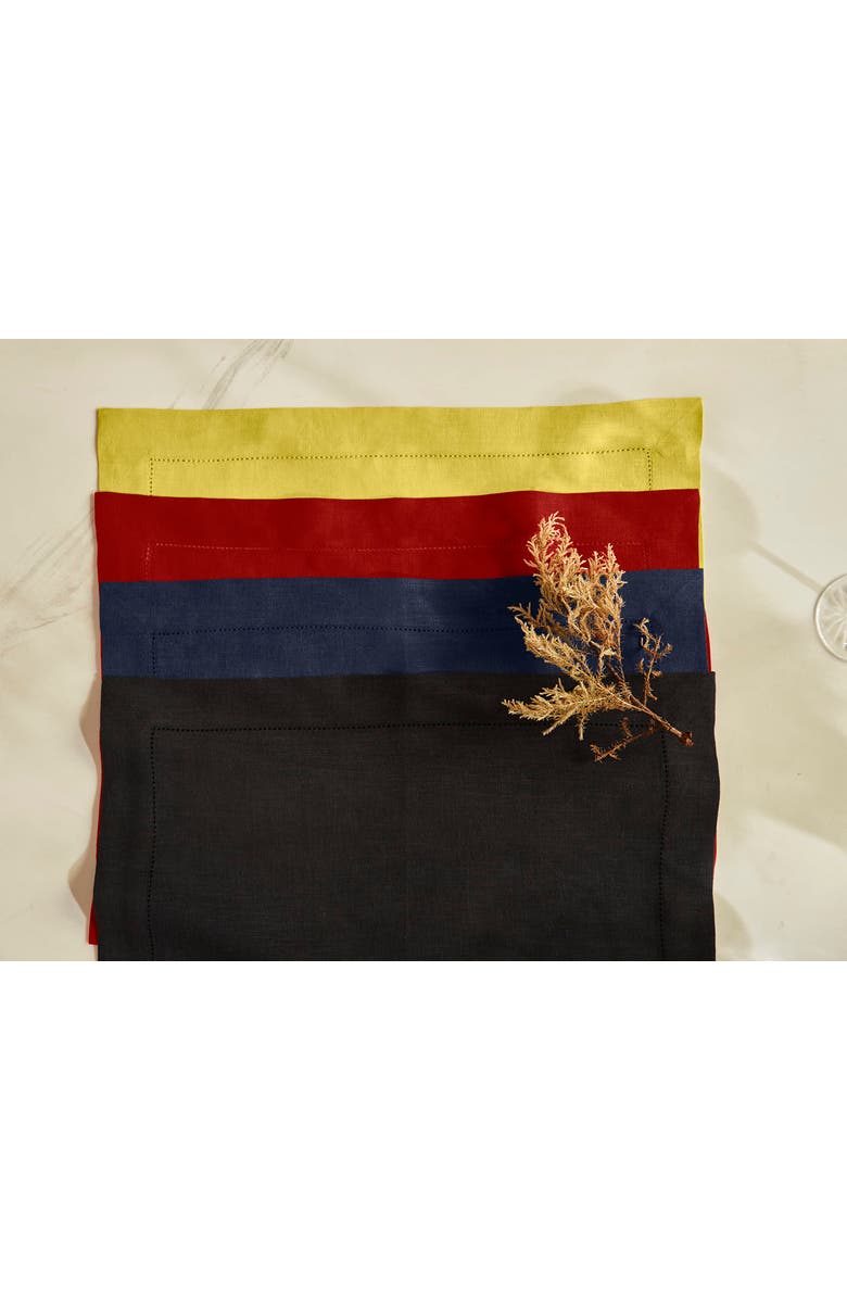 Solino Home Linen Dinner Napkins - Sonoma Hemstitch, 20" x 20" Inch, Alternate, color, White