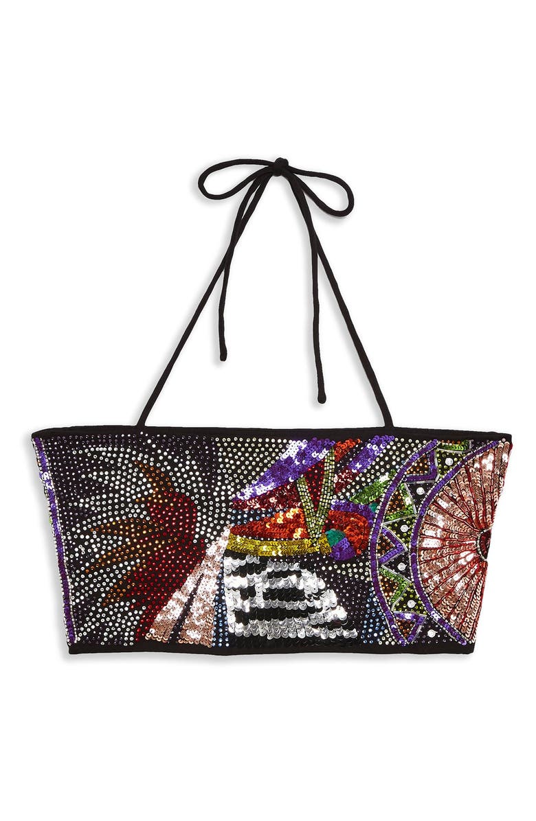 Topshop Embellished Halter Top, Alternate, color, 