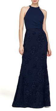 JS Collections Britney Sleeveless Halter Evening Gown