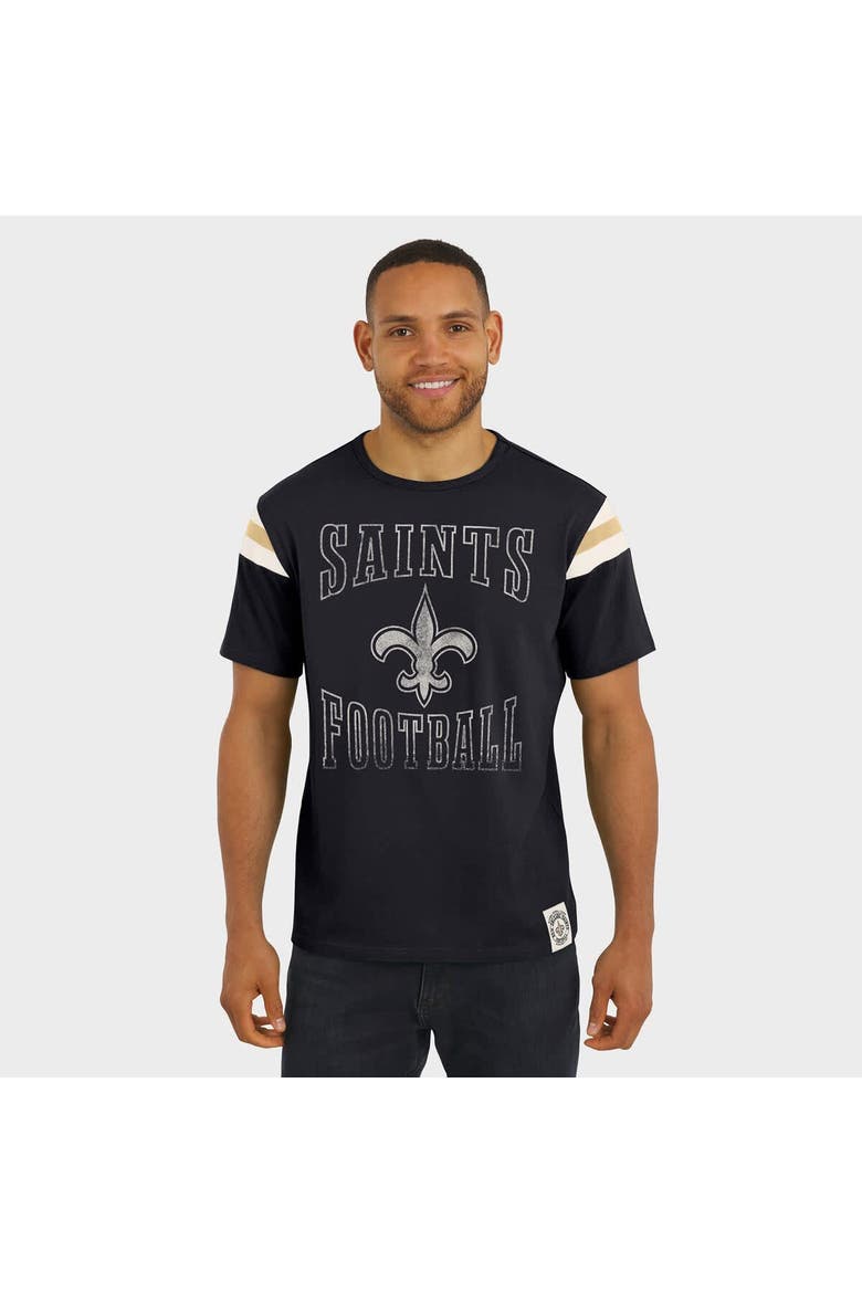 Men's Darius Rucker Collection by Fanatics  Black New Orleans Saints Football Stripe Sleeve T-Shirt, Alternate, color, Black