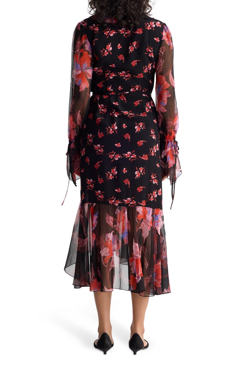 Thena Ruffle Wrap Dress, Alternate, color, IRIS FALLS MINI/ MID BLACK