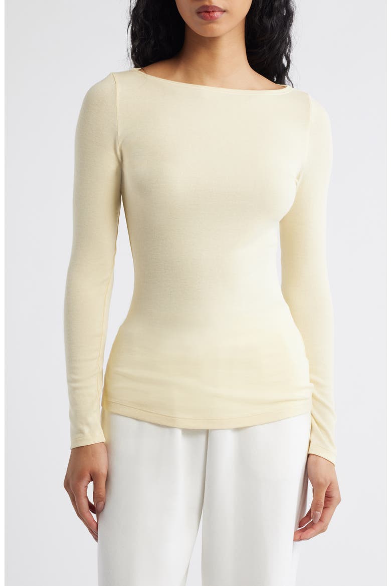 LANE BOAT NECK TOP, Main, color, BUTTER YELLOW