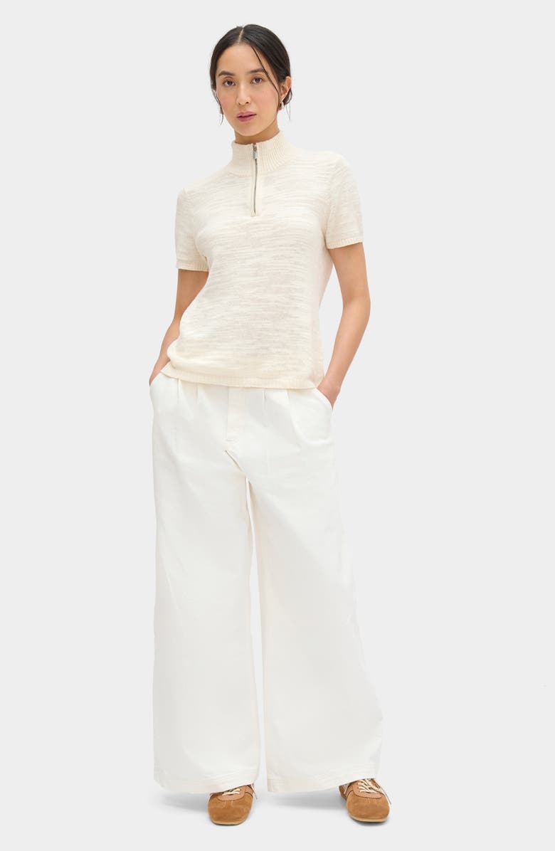 ALIGNE Stevie Half Zip Linen & Organic Cotton Sweater, Alternate, color, Ecru